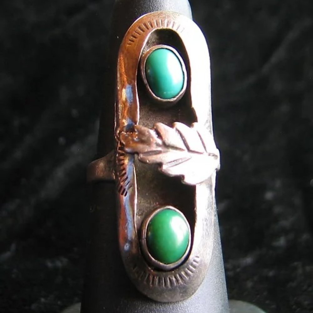 Navajo Double Stone Turquoise Ring
